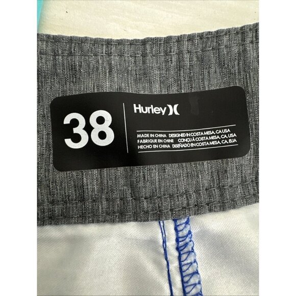 Hurley Men's 38 Board Shorts Hybrid Blue Stripe Inseam 9" Lace Up - Picture 6 of 11